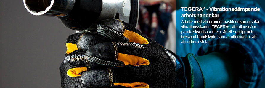 TEGERA® – vibrationsdämpande arbetshandskar Arbete med vibrerande maskiner kan orsaka vibrationsskador. skyddshandskar är ett smidigt och bekvämt handskydd som är utformat för att absorbera stötar.
